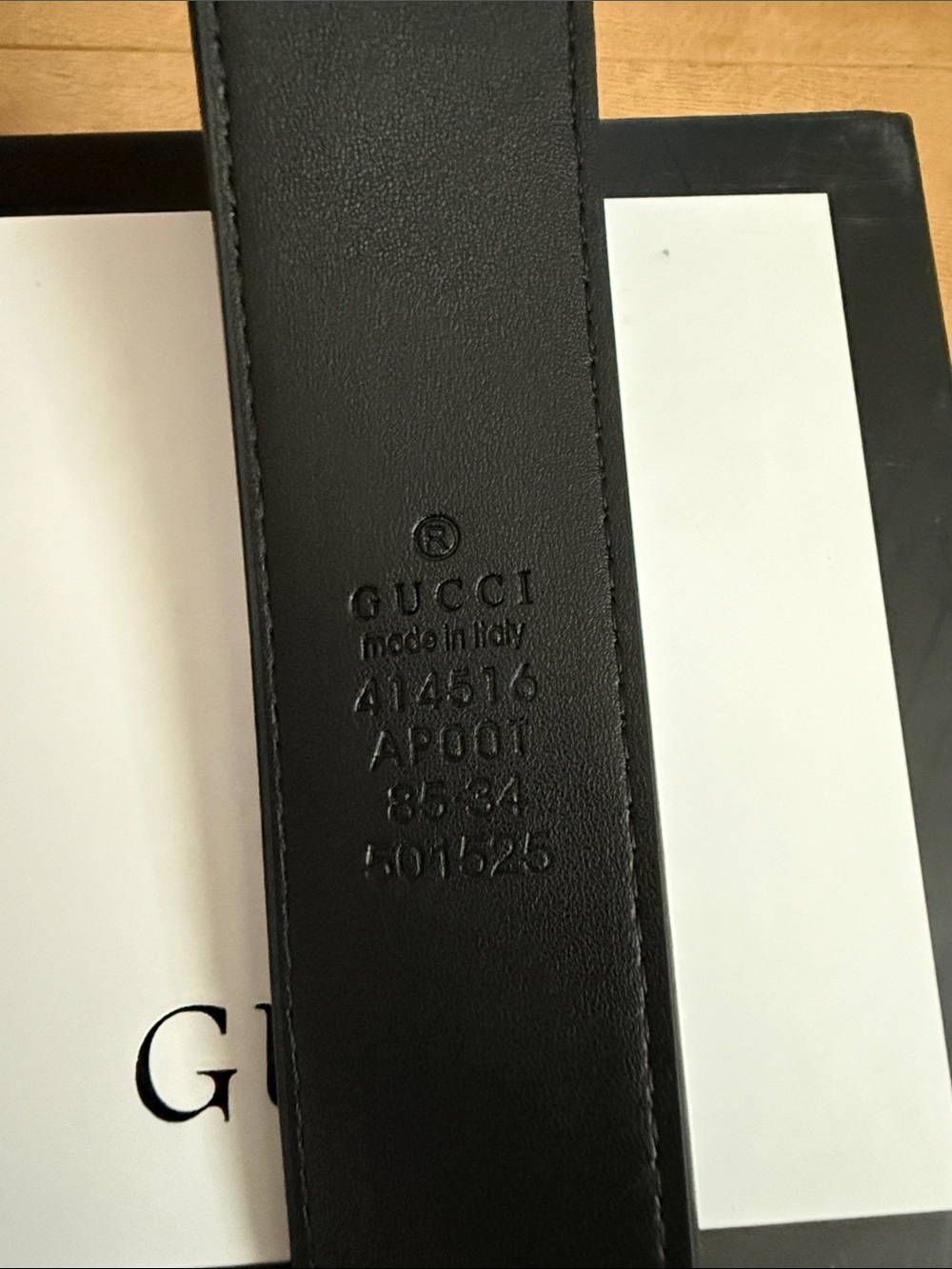 NEW Gucci Black Leather Belt with Silver Double G Buckle - Picture 5 of 5